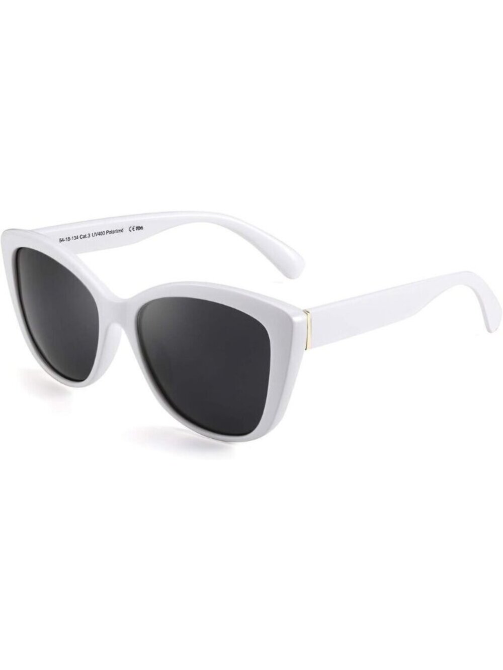 🆕Women White Polarized Cat Eye Sunglasses Vintage Jackie O American Square